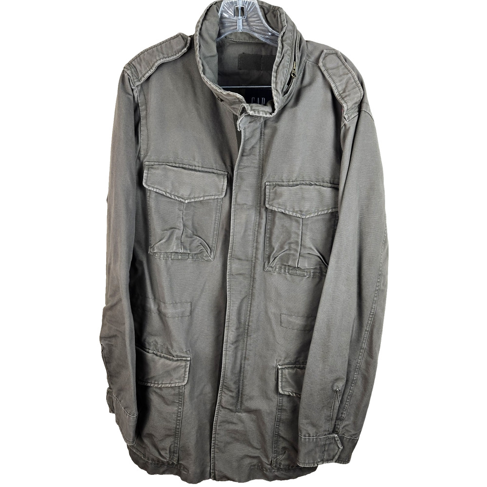Vtg Gap Army Jacket Men M tall Green Hooded Canvas Military M65 Utility Field
